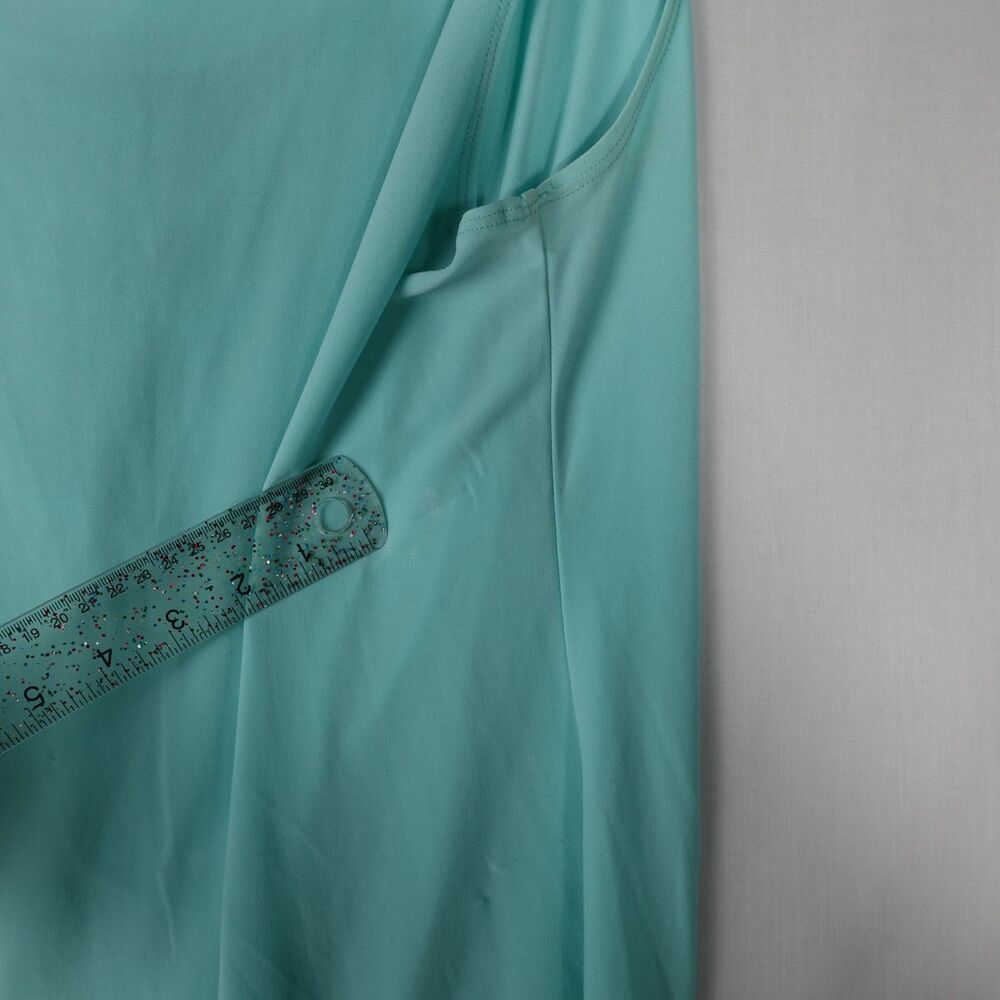 Dressbarn XL Cowl Neck Blouse Aqua Blue Sleeveless Tank Pullover Stretch Career - Picture 5 of 16